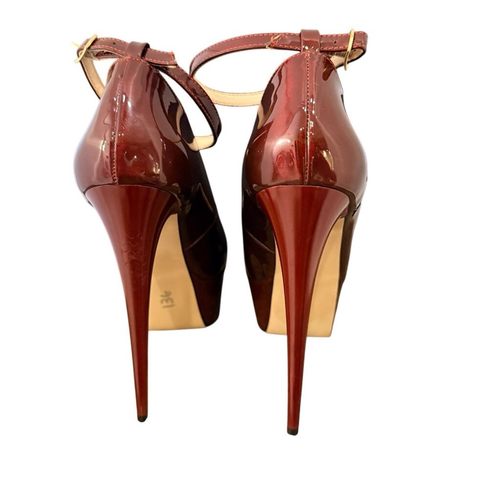 Women's Sexy Stiletto High Heels Ankle Strap Pumps Patent Leather Platform Shoes - Picture 4 of 5